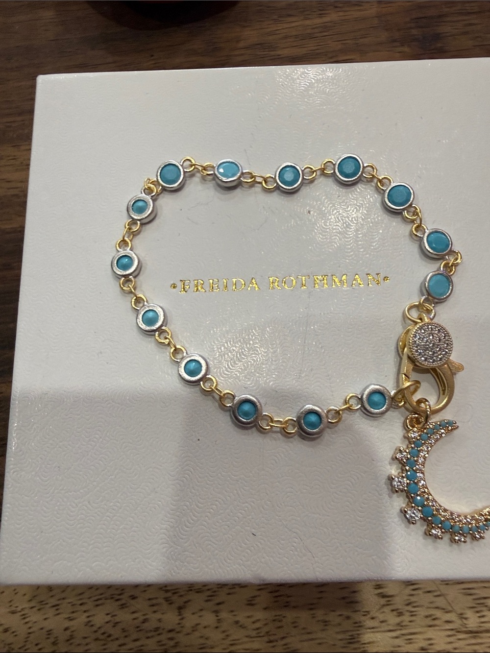 Freida Rothman Turquoise Disc Charm Bracelet